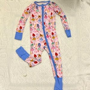 Little Sleepies. 18-24 month zippy. Pink and blue ballerina print.